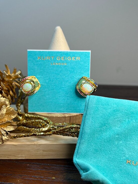 Jewelry - Kurt Geiger | Rhinestone & Opal Hoop Earrings | Retail: $98.00